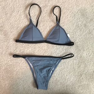 grey and black bikini